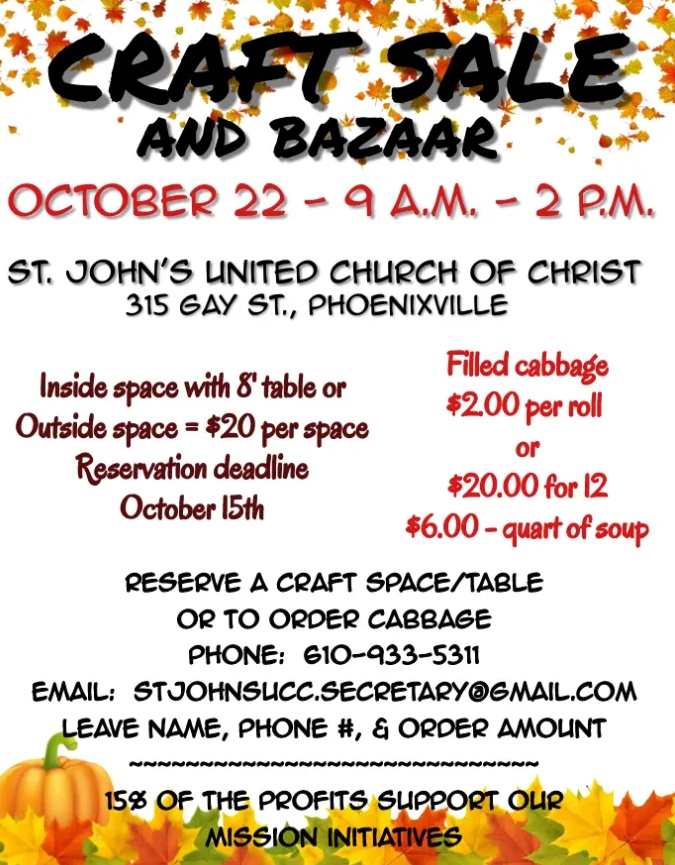St. John's UCC Annual Bazaar/Crafts/Vendors